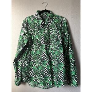 Paisley & Gray Slim Fit Long Sleeve Shirt – Leaf Print, Size 16 (XL)